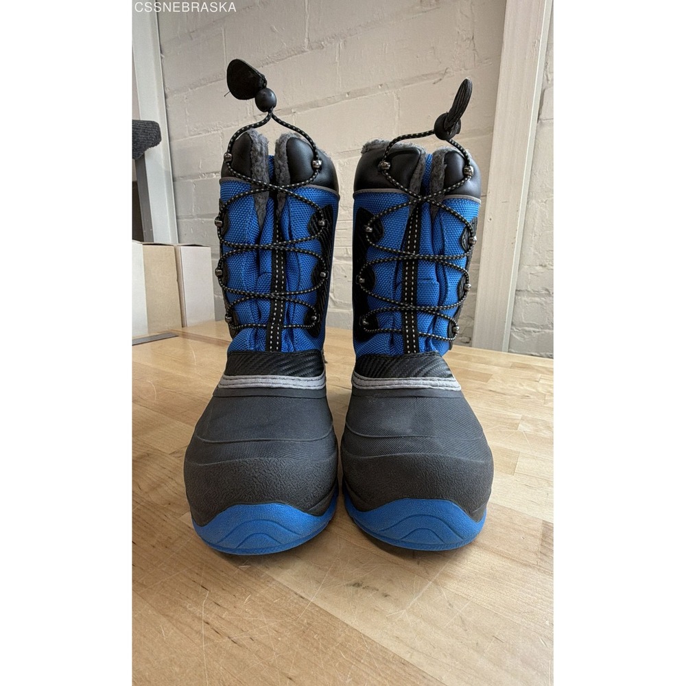 Kamik Luke 3 Kids Blue Black Winter Snow Boots Size 7 Waterproof Faux Fur Lining